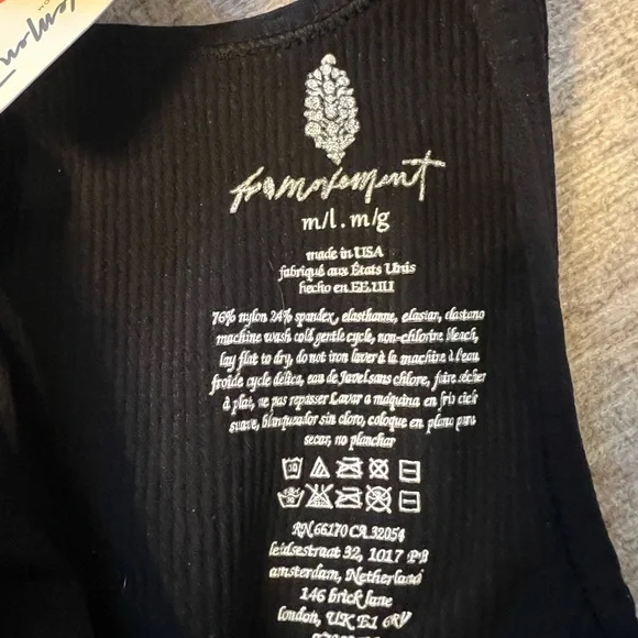 NWT FP Movement by Free People Happiness Runs Henley Onesie - Black Ribbed - Picture 4 of 10